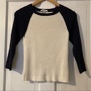 Forever 21 Ribbed Knit Sweater | Medium | Navy Blue Ivory